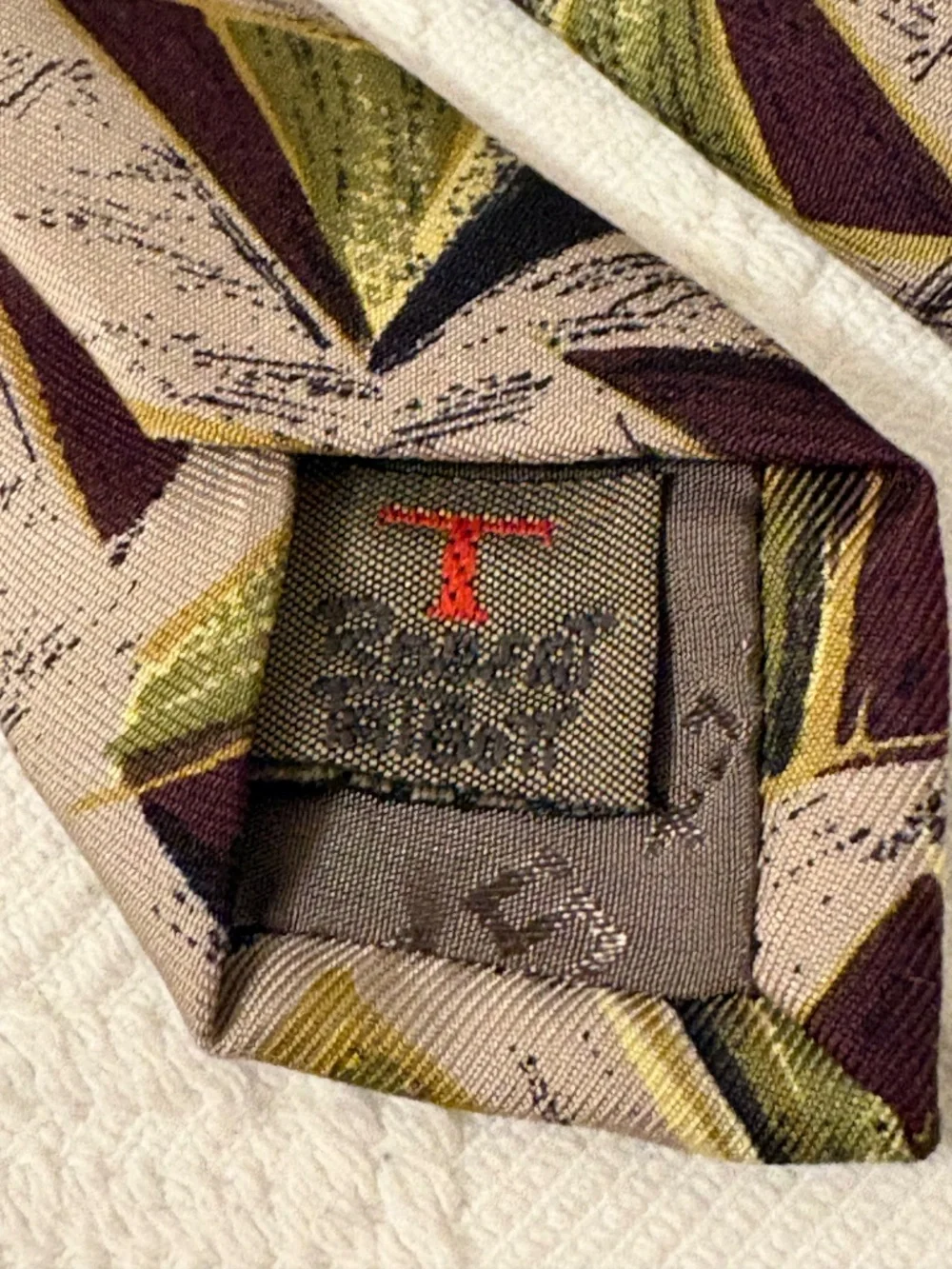 Vintage Robert Talbott Studio Silk Tie Geometric Abstract Earth Tones